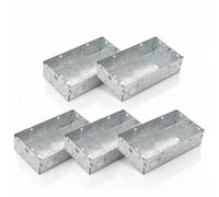 5 x Double Metal Back Box 25mm Flush Wall Pattress / 2 Gang Electrical Sockets