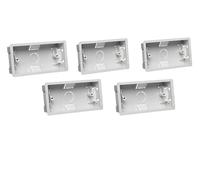 5 X Dry Lining Pattress Back Box Double 2 Gang White Wall Flush Mount Pattress Socket Box