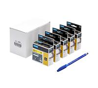 5 x Dymo 18490 Rhino Industrial Labels Flexible Nylon 12 mm x 3.5 m - Black on Yellow + PaperMate Pen Gift