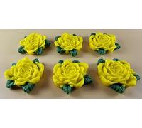 5 x Edible 3D 35mm High Detail Roses icing toppers, cake cupcakes decorations T108 (Yellow)