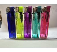 5 X Electronic Lighters Maxi Size Ultra Slim MultiColour See Throw Gas Level Check Refillable Adjustable Flame Lighters IN FIVE COLOURS