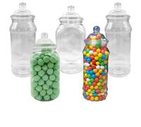 5 x Empty Mixed 1L Plastic Victorian Sweet Jars for Candy Buffet, Wedding, Party