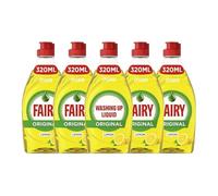 5 X Fairy Lemon Washing Up Liquid 320ml Bottles Powerful Grease-Cutting Dishwashing Liquid Concentrated Formula Long-Lasting Fresh Scent Gentle on Hands Kitchen Cleaning Essential