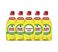 5 X Fairy Lemon Washing Up Liquid 320ml Bottles Powerful Grease-Cutting Dishwashing Liquid Concentrated Formula Long-Lasting Fresh Scent Gentle on Hands Kitchen Cleaning Essential