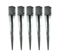 5 x Fence Post Holder 75mm posts Support Drive Down Spike Clamp Grip Galvanised for 75mm x 75mm posts, 750mm spike (3" x 30") Eliza Tinsley Swiftpost, Pack of 5