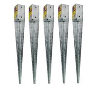 5 x Fence Post Holder 75mm posts Support Drive Down Spike Wedge Grip Galvanised for 75mm x 75mm posts, 600mm spike (3" x 24") Eliza Tinsley Swiftpost, Pack of 5
