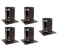 5 x Fence Post Holder 90mm posts Support Bolt Down Shoe Anchor Clamp Grip Brown for 90mm x 90mm posts (3.5") Eliza Tinsley Swiftpost, Pack of 5