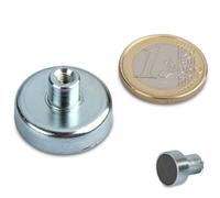 5 x Ferrite Flat Pot Magnet Ø 25,0 mm x 4,5 mm with internal thread M4 x 6,5 mm - holds 4,0 kg - 5 pieces - Magnetic systems with screw socket