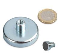 5 x Ferrite Flat Pot Magnet Ø 50,0 mm x 10,0 mm with internal thread M4 x 10 mm - holds 22,0 kg - 5 pieces - Magnetic systems with screw socket
