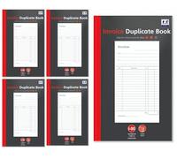 5 x Full Size Invoice Duplicate Book 80 Pages Numbered A5 Business Home Office