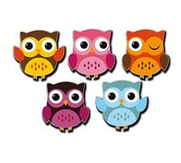 5 x Glossy Vinyl Stickers - Owls Owl Bird Pink Purple Bike Laptop Decal #4046 (A5 Sheet)