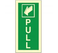 5 x Glow In The Dark Pull Signs 100mm x 200mm - Rigid Plastic