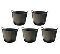 5 x Heavy Duty Multi Purpose Flexi Tubs Plastic Work Trugs Large 42 Litre Builders Buckets Equestrian Tubs