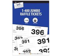 5 X Just Stationery 1-400 Jumbo Cloakroom Raffle Ticket