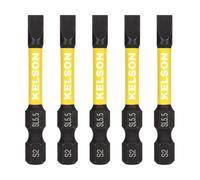 5 x KELSON 5.5mm Flat-Head 50mm Impact Rated Screwdriver Bits Slotted Slot SL5.5 1/4" Universal
