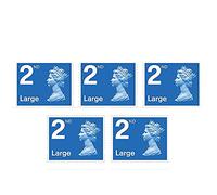 5 x Large Letter 2nd Class Second Class Postage Stamps Self Adhesive