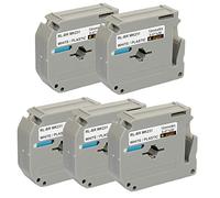5 x M K231 12mm x 8m Black on White Label Tapes compatible with Brother P-Touch