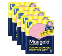 5 x Marigold Squeaky Clean Microfibre Cloth - Ultra Absorbent, Streak-Free Cleaning Cloth for Windows, Mirrors, Glass, Kitchen & Bathroom - Soft, Flexible & Reusable