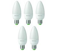 5 x Megaman 142242 Dimmable LED Candle Light Bulbs Opal E27 ES 2800K Warm White