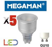5 X Megaman Gu10 74mm Long Neck Led 4.3W (Replaces 5W) Light Bulb Cool White