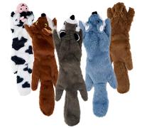 5 x No Stuffing Crinkle Dog Toy Plush Medium Large | With Extra Material Layer, Crinkle Paper & 2 Squeakers | Stuffingless Squeaky Dog Toys | Stimulating & Interactive Chew Toys | Small & Medium Dogs