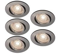 5 x Nordlux LED Recessed Spotlight Octans Nickel Swivel 4,8W GU10 345lm Warm