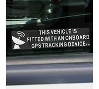 5 x On Board GPS Tracking Device Fitted WINDOW Satellite Dish Image Security Stickers 87x20mm Car Van Taxi Minicab Cab Lorry Truck Warning Tracker Signs G16 White