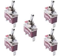 5 x On-Off Latching SPST Toggle Switch 250V AC 15A CCC, CE, TUV Approved