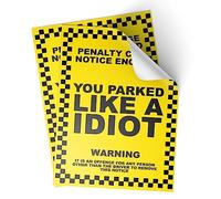 5 X Parking Offensive Stickers | Cunt, Twat, Idiot, 9 x 13cm Novelty Joke Prank Funny Ticket PNC (Idiot)