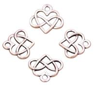 5 x Pierced Heart with Infinity Sign Metal Charms. Great for jewellery making or Mobile Phone Charms, Sold By Buttons and Bows Kettering