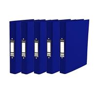 5 x Pukka A4 Glossy 2-Ring Binder File School Work Office 40mm Spine File Organiser (Navy)