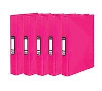 5 x Pukka A4 Glossy 2-Ring Binder File School Work Office 40mm Spine File Organiser (Pink)