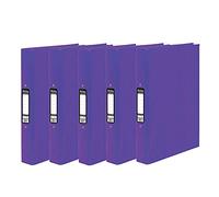 5 x Pukka A4 Glossy 2-Ring Binder File School Work Office 40mm Spine File Organiser (Purple)