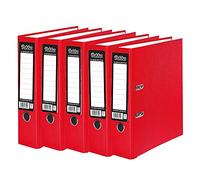 5 x Pukka A4 Glossy 2-Ring Lever Arch File School Work Office 75mm Spine File Organiser (Red)