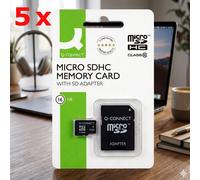 5 x Q-Connect 16GB MicroSDHC Memory Card with Class 10 Micro SD Adapter KF16012
