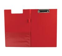 5 x Q- Connect Office Fold-over Clipboard + Front Pocket Foolscap Red +Free 24h