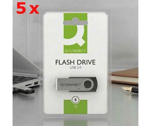 5 x Q-Connect USB 2.0 Swivel 8GB Media Storage Flash Drive Silver+Black KF41512