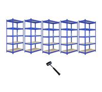 5 x Q-Rax Blue Metal Racking Units 90 x 50 x 180cm - 5 tier storage bay garage and warehouse storage