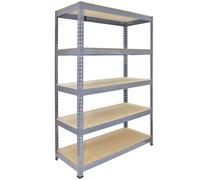 5 x Q-Rax Garage Storage Unit Grey 120cm Wide 5 Tier Shelving Garage Racking Bay Grey