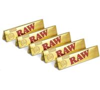 5 x RAW Classic Ethereal Gold King Size Slim Rolling Papers - 5 Pack (160 Leaves) - Ultra-Thin, Unrefined, Natural Fibers - Slow Burning & Smooth Draw - Premium Rolling Paper for the Perfect Smoke