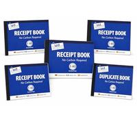 5 x Receipt Duplicate Books A6 Numbered 1-80 No Carbon Required NCR Duplicate Receipt Pads Compact Business Invoice Record Books Pack of 5