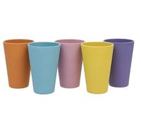 5 x Recycled Eco Picnic Beaker - Rainbow Set - Reusable Wood Fibre - Party/Camping/Picnic/Work/Travel