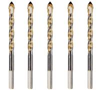 5 x Rennie Tool 8mm x 115mm Long Multi-Material Tile Drill Bits Set