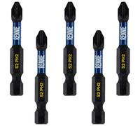 5 x Rennie Tools 50mm Long PH2 Impact Screwdriver Driver Bits Set. Magnetic Phillips No.2 Heavy Duty Impact Driver Bit Set