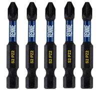 5 x Rennie Tools 50mm Long PZ2 Impact Screwdriver Driver Bits Set