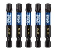 5 x Rennie Tools 50mm Long T30 TX30 Impact Screwdriver Driver Bits Set