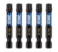 5 x Rennie Tools 50mm Long T40 TX40 Impact Screwdriver Driver Bits Set