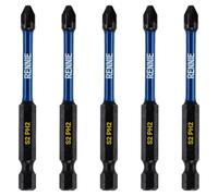 5 x Rennie Tools 75mm Long PH2 Impact Screwdriver Driver Bits Set