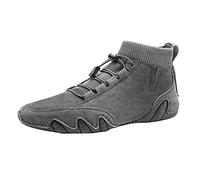 5 x retro men's shoes, high rubber shoes, sports shoes, fashion sports shoes, leisure shoes, large size, men's ankle boots, laceless, 42, grey, 6 UK