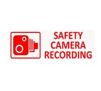 5 x SAFETY CAMERA Recording-RED onto CLEAR-30mm x 87mm-Stickers-Vehicle Security Warning Dash Cam Signs-CCTV,Car,Van,Truck,Taxi,Mini Cab,Bus,Coach,Notice,Deterrent,Secure,Protected,Protection